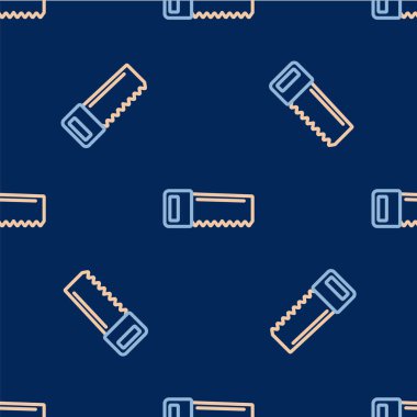 Çizgi El mavi arka planda izole edilmiş bir ikon gördü. Vektör