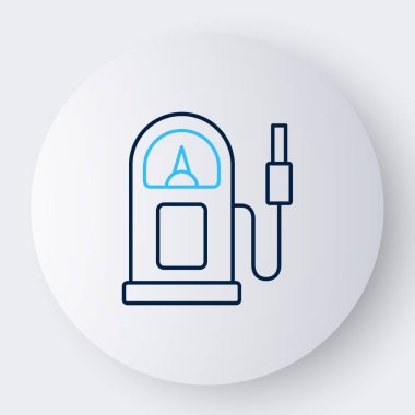 Hat benzini ya da benzin istasyonu simgesi beyaz arkaplanda izole edildi. Araba yakıtı sembolü. Benzin pompası. Renkli taslak konsepti. Vektör