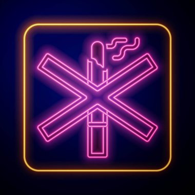 Parlayan neon. Siyah arkaplanda sigara içilmeyen simge. Sigara içmek yasaktır işareti. Vektör