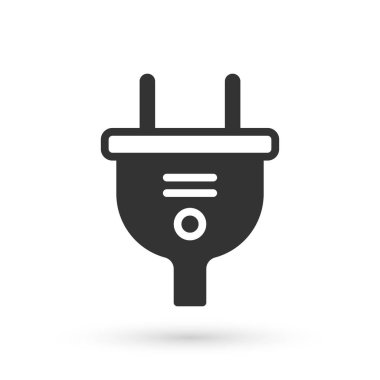 Gri Elektrik prizi simgesi beyaz arkaplanda izole edildi. Bağlantı kavramı ve elektriğin kesilmesi. Vektör