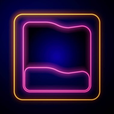 Parlayan neon dikdörtgen yastık simgesi siyah arkaplanda izole edildi. Yastık tabelası. Ortopedik yastık. Vektör