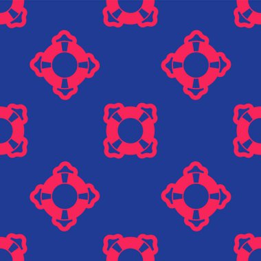 Kırmızı Lifebuoy simgesi mavi arkaplanda izole edilmiş. Can simidi sembolü. Vektör