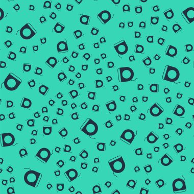 Yeşil arka planda siyah diş ipi simgesi izole edilmiş. Vektör