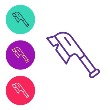 Temizleme simgesi için çizgi fırçasını beyaz arkaplanda ayır. Temizlik hizmeti konsepti. Simgeleri renklendirin. Vektör