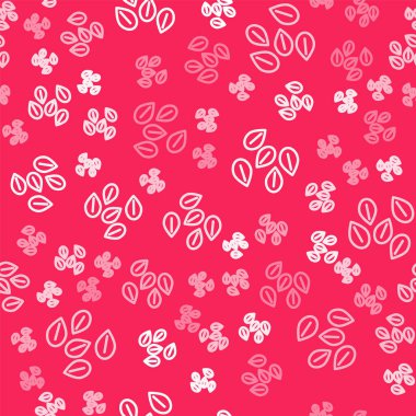 White line Seeds of a specific plant icon isolated seamless pattern on red background.  Vector