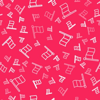 Beyaz çizgi bayrak İtalya simgesi kırmızı arkaplanda izole edilmiş kusursuz desen. Vektör