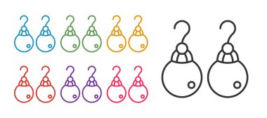 Küpe simgesini beyaz arkaplanda izole et. Mücevher aksesuarları. Simgeleri renklendirin. Vektör