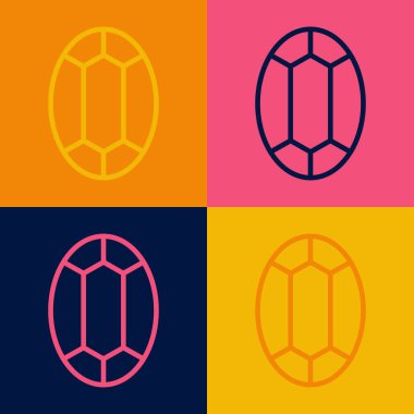Pop Art Line Gem Stone simgesi renk arkaplanında izole edildi. Mücevher sembolü. Elmas. Vektör