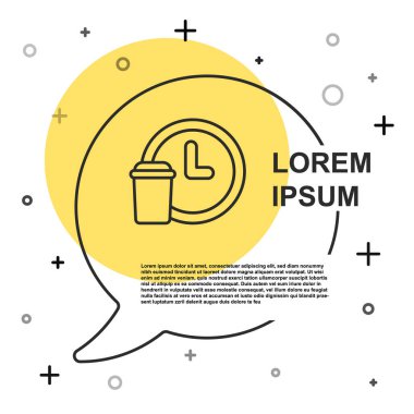 Siyah çizgi, beyaz arkaplanda izole edilmiş saat teslim ikonu. Rastgele dinamik şekiller. Vektör