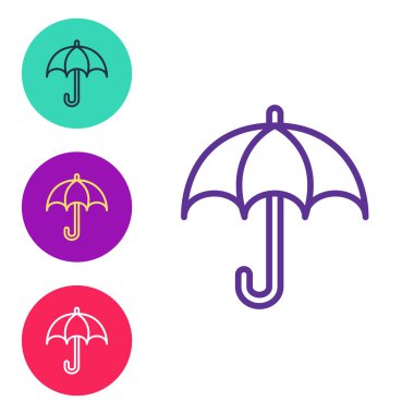 Beyaz arkaplanda Umbrella simgesini ayır. Sigorta konsepti. Su geçirmez ikon. Koruma, güvenlik, güvenlik kavramı. Simgeleri renklendirin. Vektör