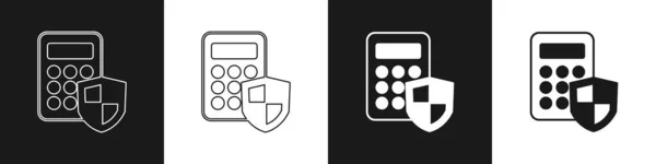 Set Security System Control Panel Display Icon Isolated Black White — Stok Vektör
