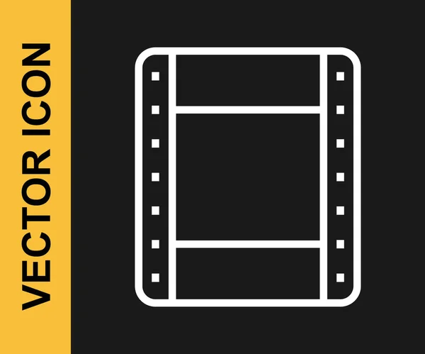 White Line Play Video Icon Isolated Black Background Film Strip — Image vectorielle