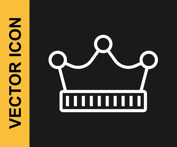 Иконка Короны Белой Линии Изолирована Черном Фоне Вектор — стоковый вектор