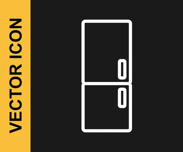 白线冰箱图标隔离在黑色背景上 冰箱冰箱冰箱 家庭技术和家用电器 — 图库矢量图片