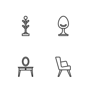 Hat Koltuğu, Soyunma masası, Palto standı ve ikon. Vektör