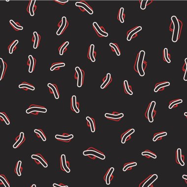 Dış motor simgesine sahip şişme bot siyah arka planda izole edilmiş. Vektör.