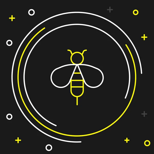 Icono Abeja Línea Aislado Sobre Fondo Negro Dulce Comida Natural — Vector de stock