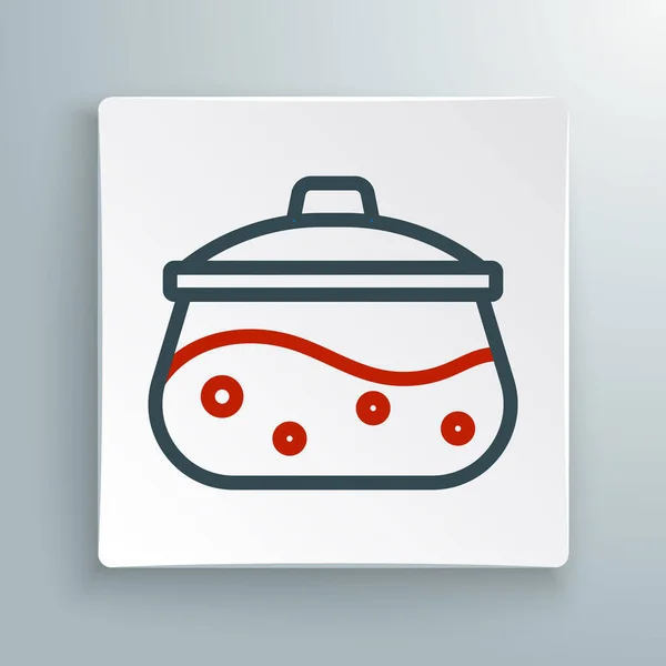 Line Cooking Pot Icoon Geïsoleerd Witte Achtergrond Kook Stoofpot Voedsel — Stockvector