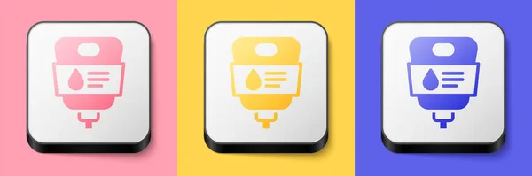 Isometric Bag Icon Isolated Pink Yellow Blue Background Blood Bag — Stockvektor