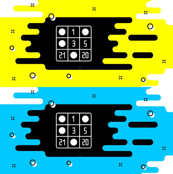 Cartão Bingo Branco Com Números Sorte Ícone Isolado Fundo Preto — Vetor de Stock