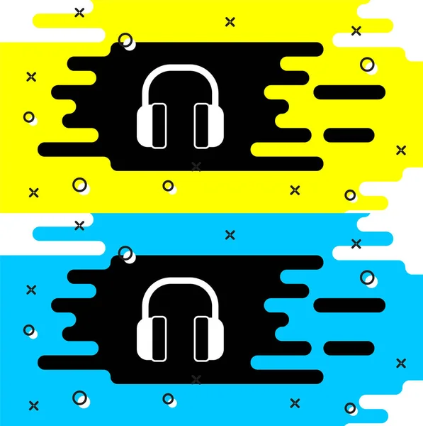 White Noise Canceling Headphones Icon Isolated Black Background Headphones Ear — Image vectorielle