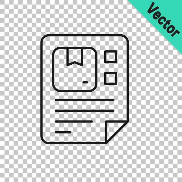 Black Line Waybill Icon Isolated Transparent Background Vector — Image vectorielle