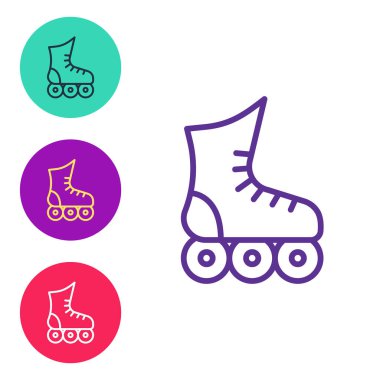 Çizgi paten ikonu beyaz arkaplanda izole edildi. Simgeleri renklendirin. Vektör.