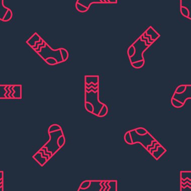 Kırmızı çizgi Çorap simgesi siyah arka planda izole edilmiş. Vektör.