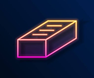 Parlayan neon hattı Brick simgesi siyah arkaplanda izole edildi. Vektör.