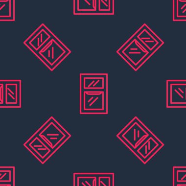 Oda simgesindeki kırmızı çizgi penceresi siyah arkaplandaki kusursuz deseni izole etti. Vektör.