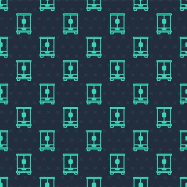 Yeşil çizgi Gardırop ikonu mavi arka planda kusursuz desen izole etti. Dolap tabelası. Vektör.