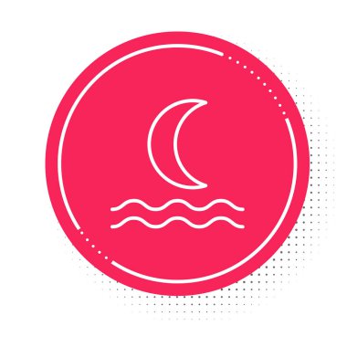 Beyaz çizgi Gece sisi ya da duman simgesi beyaz arka planda izole edildi. Kırmızı daire düğmesi. Vektör.