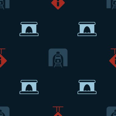 Kare tren yolu tünelinde ve demiryolunda ünlem işareti oluşturun. Vektör.