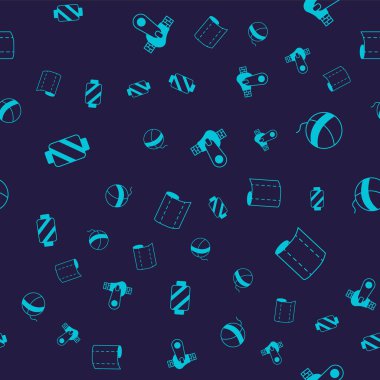 Dikiş ipliğini iplik yumağının fermuarına ve tekstil kumaşına dikişsiz desene göre ayarlayın. Vektör.