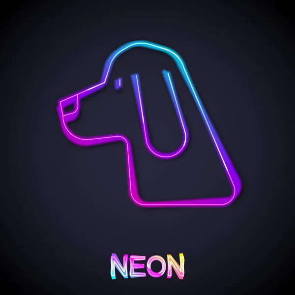 Glowing Neon Line Hunting Dog Icon Isolated Black Background Vector — Wektor stockowy