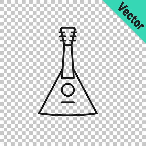 Черная Линия Музыкальный Инструмент Балалайка Икона Изолированы Прозрачном Фоне Вектор — стоковый вектор