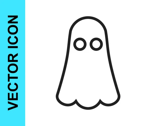 Línea Negra Icono Fantasma Aislado Sobre Fondo Blanco Feliz Fiesta — Vector de stock