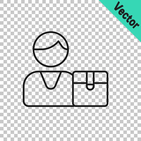 Black Line Buyer Icon Isolated Transparent Background Vector — Vector de stock