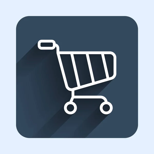 Línea Blanca Icono Del Carrito Compras Aislado Con Fondo Sombra — Vector de stock