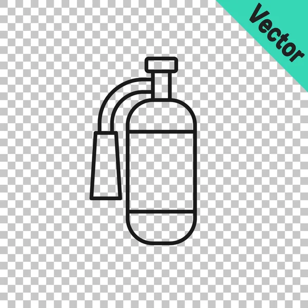 Black Line Fire Extinguisher Icon Isolated Transparent Background Vector — Stock Vector