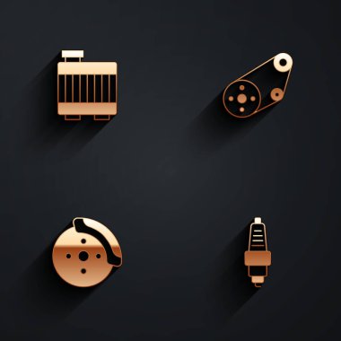 Araba soğutma sistemini ayarlayın. Kemer takımı fren diskini kalibre ve buji ikonunu uzun gölgeli olarak ayarlayın. Vektör.