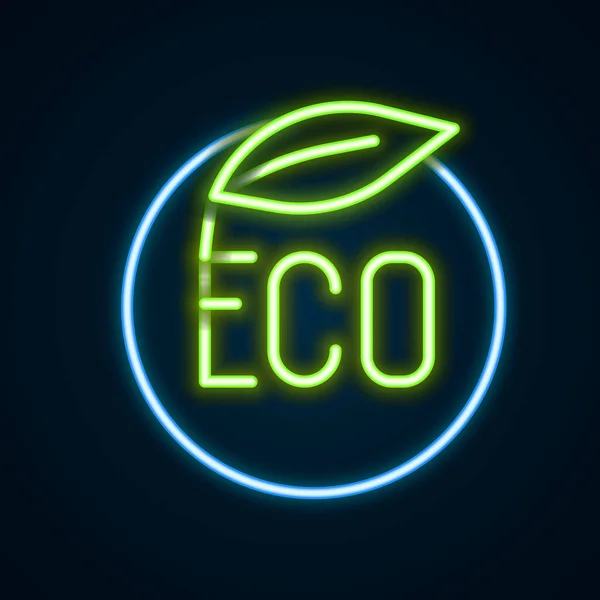 Gloeiende Neon Lijn Banner Label Tag Logo Voor Eco Groene — Stockvector