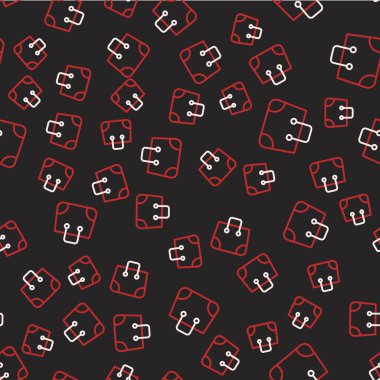 Çizgi kâğıt poşet ikonu siyah arka planda izole edilmiş kusursuz desen. Paket işareti. Vektör.