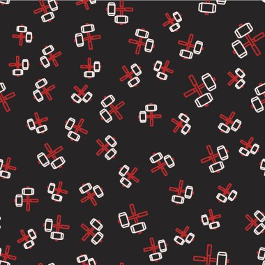 Ortaçağ sınırını aşan savaş çekiçleri simgesi siyah arka planda izole edilmiş pürüzsüz desen. Vektör.