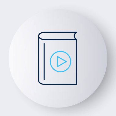 Satır Ses kitabı simgesi beyaz arkaplanda izole edildi. Oynat ve kaydet. Ses rehberi işareti. Çevrimiçi öğrenme kavramı. Renkli taslak konsepti. Vektör.