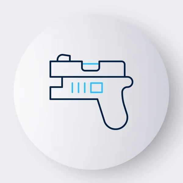 Línea Futuristic Space Gun Blaster Icono Aislado Sobre Fondo Blanco — Vector de stock