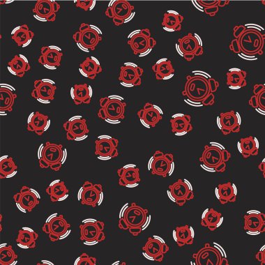 Hat Alarm saat simgesi siyah arkaplanda izole edilmiş kusursuz desen. Uyan, kalk konsepti. Zaman işareti. Vektör.