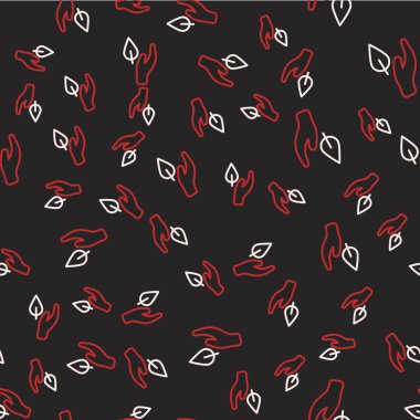 Çizgi El, bitki simgesinin bir yaprağını siyah arkaplanda izole edilmiş şekilde tut. Doğayı koru. Yaprak, çevre korumasıyla çekiliyor. Vektör.