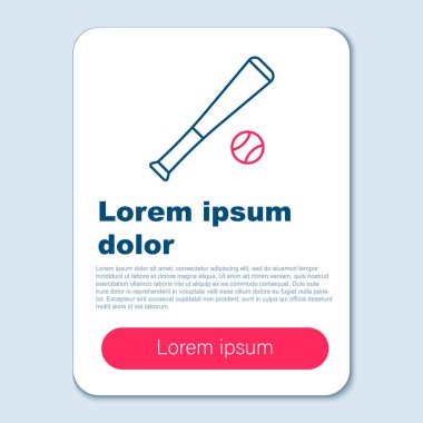 Beyzbol sopası ve gri arka planda top ikonu var. Renkli taslak konsepti. Vektör.