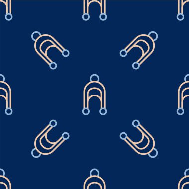 Çizgi Yaprak simgesi mavi arkaplandaki kusursuz deseni izole etti. İşaret bırakıyor. Taze doğal ürün sembolü. Vektör.